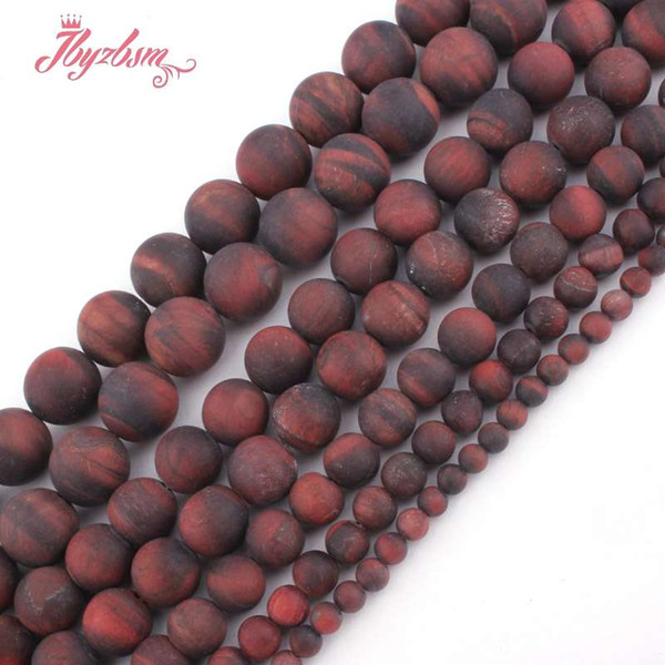 4,6,8,10,12mm Natural Round Matte Frost Red Tiger's Eye Stone Beads Strand 15