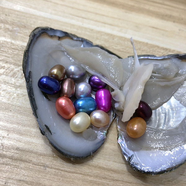 6-8 mm Colorful 13 Oval Rice Pearl In Freshwater Oyster Materials For Dyeing Jewelry As Mystery Gift with Vacuum Package Free Shipping