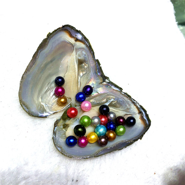 6-7mm Colorful Dyed Mix Colors 23 Round Pearl Freshwater Oyster Shell For DIY Making Necklace Bracele Earrings Ring Jewelry Festival Gift