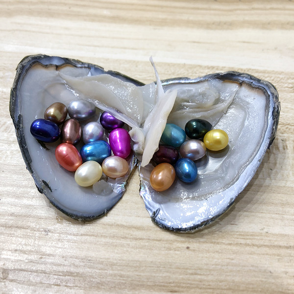 6-8 mm 18 Colorful Oval Rice Pearl In Freshwater Oyster Shell Materials For Dyeing Jewelry As Mystery Gift with Vacuum Package Free Shipping