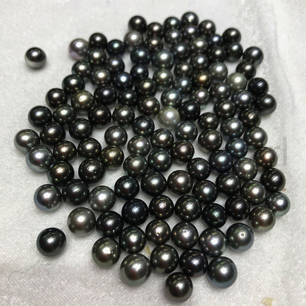 50PCS 8-10mm Black Color Round Sea Akoya Tahiti Loose Pearl DIY Fashion Festival Gift For Women Pearl Party Free Shipping