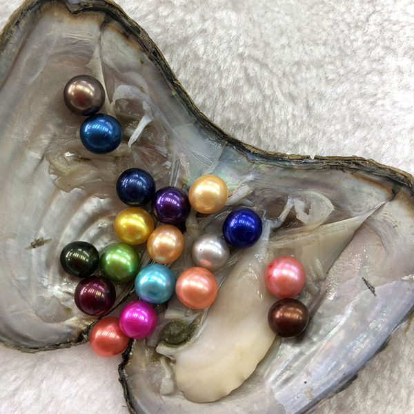 Colorful 6-7mm 18 Round Pearls In Freshwater Oyster Shell Materials For Dyeing Jewelry As Mystery Surprise Gift With Vacuum Package