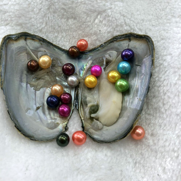 Colorful 6-7mm 19 Round Pearls In Freshwater Oyster Shell Materials For Dyeing Jewelry As Mystery Surprise Gift With Vacuum Package