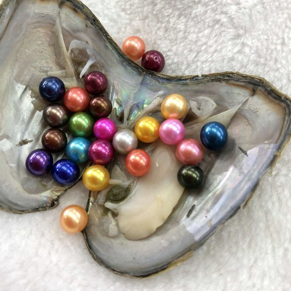 Colorful Dyed 6-7mm Mix Colors 24 Round Pearl Freshwater Oyster Shell For DIY Making Necklace Bracele Earrings Ring Jewelry Gift