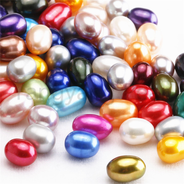 50PCS 6-8mm Mix Colors Oval Rice Loose Pearls Colorful DIY Jewellery Accessories Festival Gift For Women Pearl Party Free Shipping