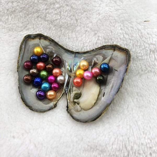 Colorful 7-8mm Mix Colors 25 Round Pearls In Freshwater Oyster Shell Materials For Dyeing Jewelry DIY For Suprise Festival Gift Free Shippin