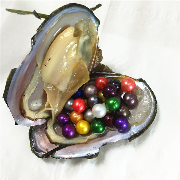 Colorful 6-8mm Mix Colors 25 Round Pearl In Freshwater Oyster Shell Material For Dyeing Jewelry DIY Suprise Festival Gift Free Shipping