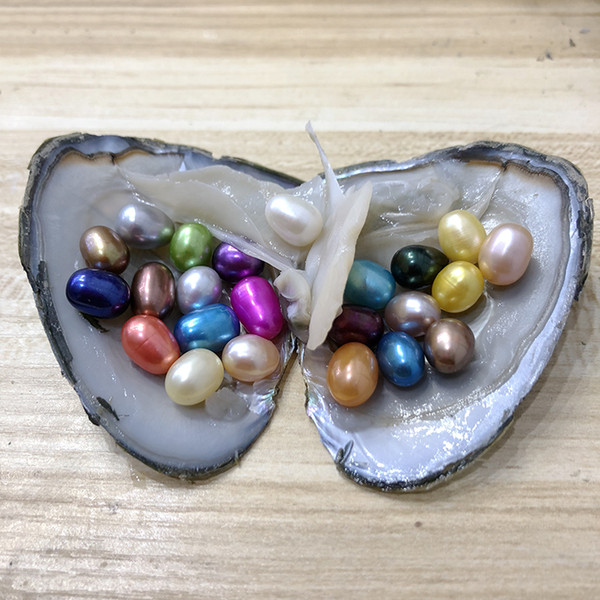 6-8 mm 23 Colorful Oval Rice Pearl In Freshwater Oyster Materials For Dyeing Jewelry As Mystery Gift with Vacuum Package Free Shipping