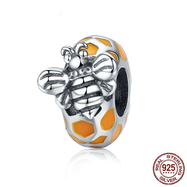 Pandora Style Authentic 925 Sterling Silver Honeycomb & Bee Spacer Beads fit Women Bracelets & Bangles DIY Jewelry Making