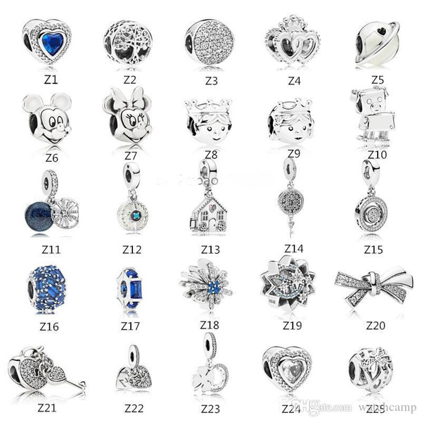 s925 Sterling Silver bead Fits Pandora Bracelet for jewelry make Crystal Dangle Love Beads Charms For European Snake Chain Fashion
