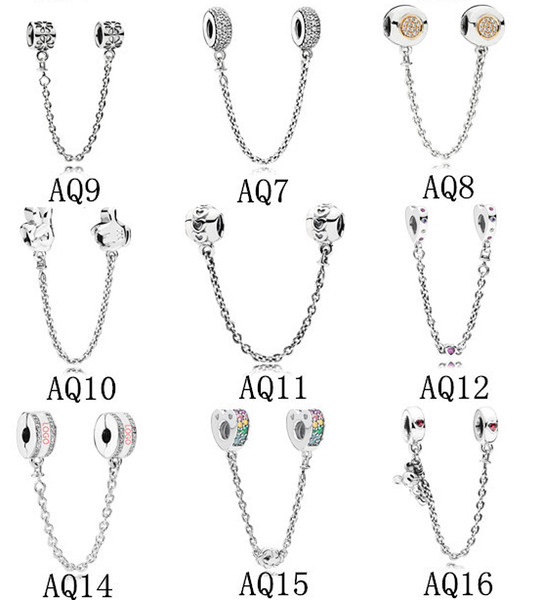 Safety Chain Charms Beads Fits Pandora Bracelets Authentic 925 Sterling Silver Jewelry DIY Accessories Fashion Jewelry