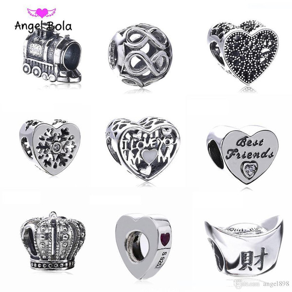 Authentic 925 Sterling Silver Sparkling heart Zirconia Charms Fit Original Pan Bracelets DIY Jewelry