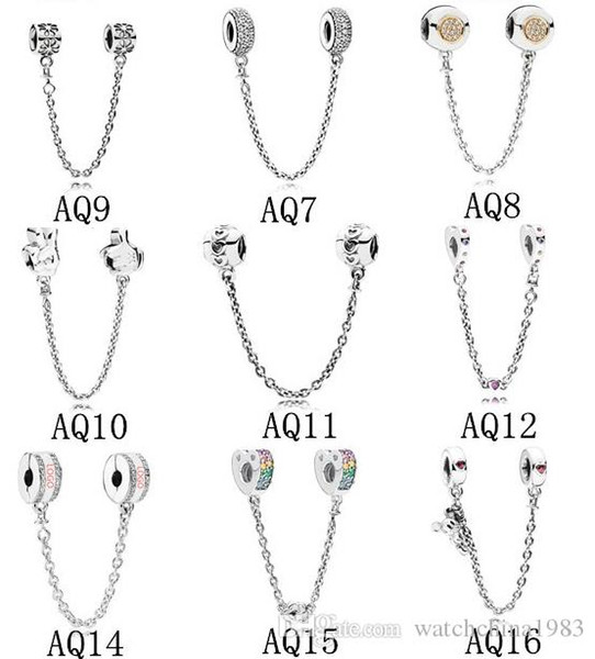 Safety Chain Charms Beads Fits Pandora Bracelets Authentic 925 Sterling Silver Jewelry DIY Accessories Fashion Jewelry