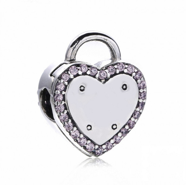 New Lock Your Promise Clip Beads Light Pink Charms for Woman DIY Fit Brand Bracelets Authentic 925 Sterling Silver Jewelry