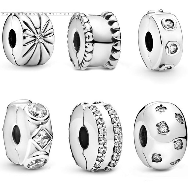 100% 925 sterling silver Sparkling Crown O Leaves Double Lined Pavé Geometric Shapes Beaded Hearts Sparkling Sunburst Clip