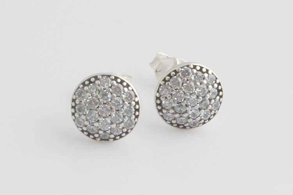 New 100% Authentic 925 Sterling Silver Pan Earring Dazzling Droplets With Crystal Studs Earring For Women Wedding Party Gift Fine Jewelry