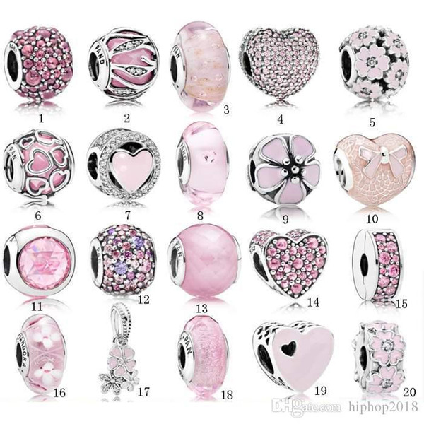 S925 Sterling Silver Beads Pandora Style Charm Beads Bracelet Love Pink Crystal DIY Beads For Bracelets Luxury Designer jewelry