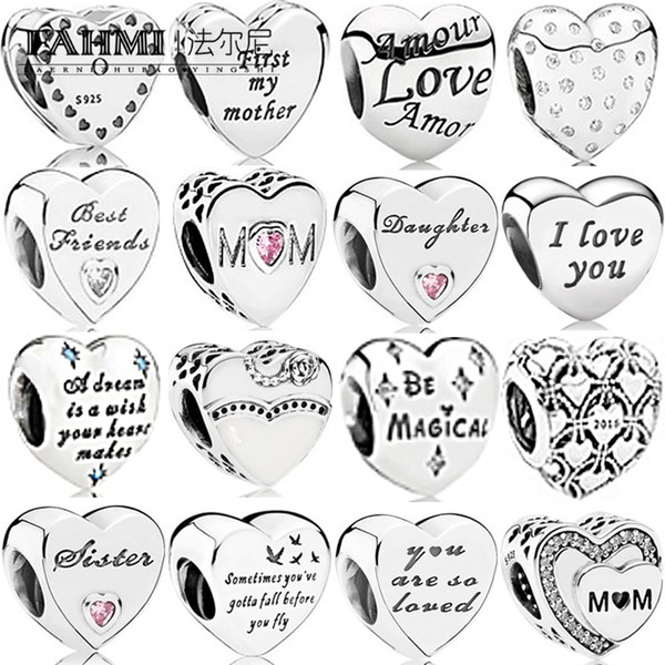 FAHMI 100% 925 Sterling Silver 1:1 Charm Words Of Magical Bead Forever FRIENDSHIP OUR SPECIAL DAY SISTER'S LOVE Of Freedom Tribute to Mum
