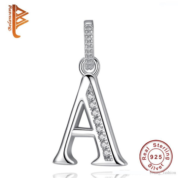 BELAWANG Fashion Pendant 100% 925 Sterling Silver Unique Letter A Necklaces Pendant Cubic Zirconia Charm For Women Exquisite Jewelry