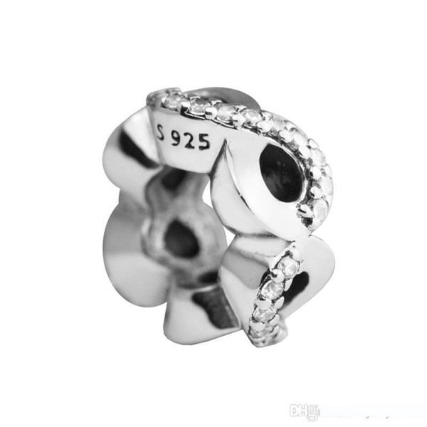 Mothers Day Gifts Infinite Love Spacer Charms Bead Original 925 Sterling Silver Pave Crystal Beads For DIY Jewelry Making Accessories