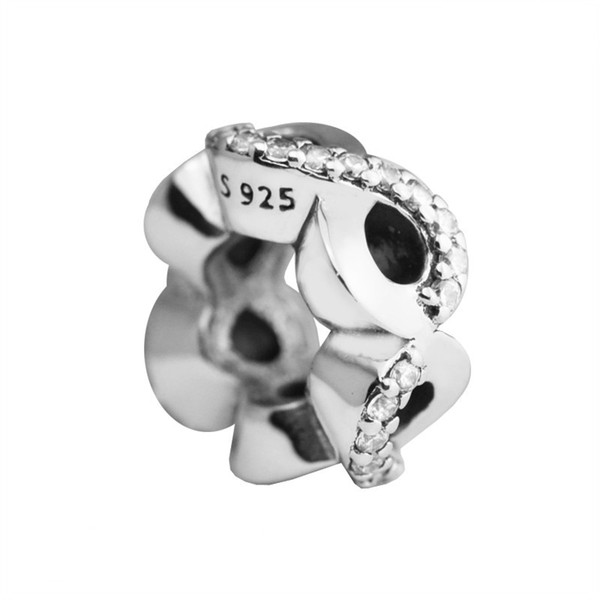 Mothers Day Gifts Infinite Love Spacer Charms Bead Original 925 Sterling Silver Pave Crystal Beads For DIY Jewelry Making Accessories