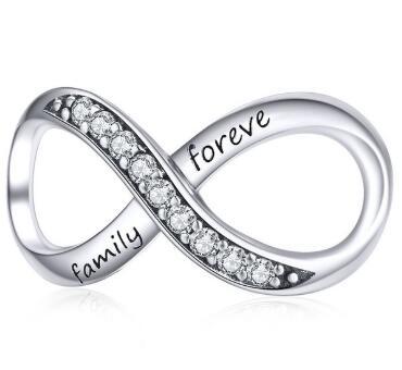 Original 925 Sterling Silver Forever Family Infinity Love Charms Bead Fit Original Pandora Bracelet & Necklace Pendant Jewelry