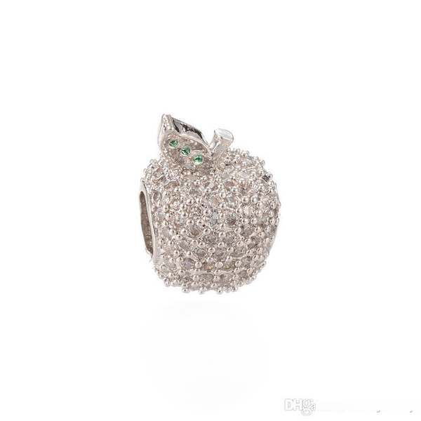 Jewelry Accessories Silver Fashion Apple CZ Pave Beads Wholesale CZ Micro Pave Beads Pave Beads ICPD014