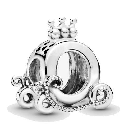 Original 925 Sterling Silver Bead Charm Polished Crown O Carriage Charm Fit Bracelets & Necklace Women Diy Jewelry