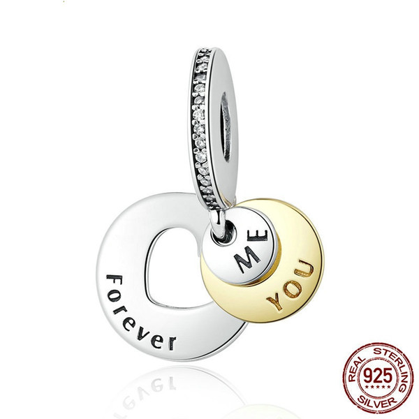 S925 pure silver charms beads You & Me forever love heart Three pendant silver pendant PSC017 Fine Jewelry Top quality Factory Wholesale