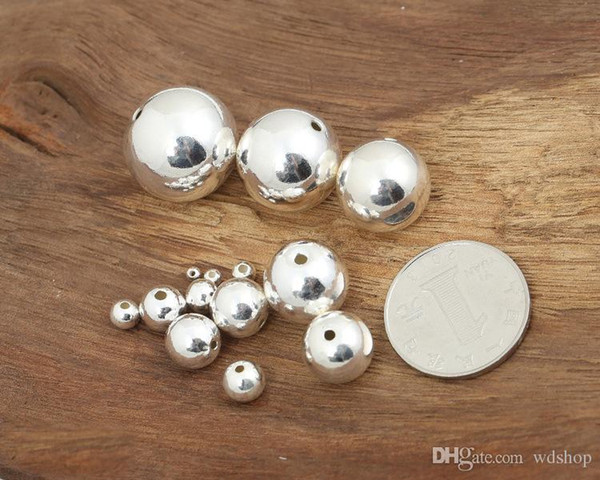 S925 Sterling Silver Smooth Loose Beads 2mm-10mm Small Hole Ball Plunger For DIY Handmade Bracelet Necklace Jewelry Accessories