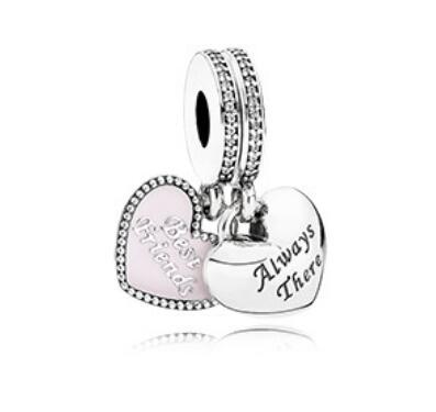 Fits for Pandora Bracelet Original 100% 925 Sterling Silver beads Best Friends Pendant Charm with clear CZ 2016 new Autumen jewelry 1PC/lot