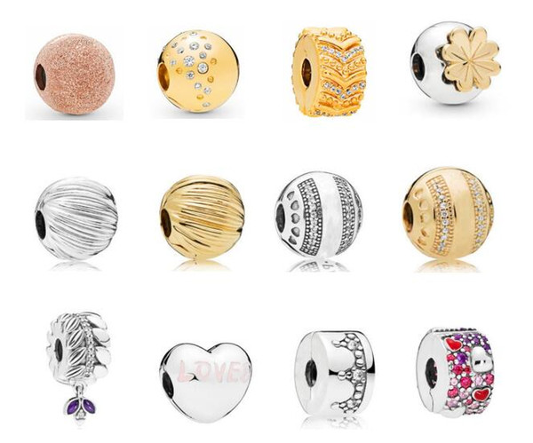 2019 spring Clip beads collection Fits Pandora Bracelets Charm 925 sterling Silver Original Women loose beads Rose Matte Brilliance Clip