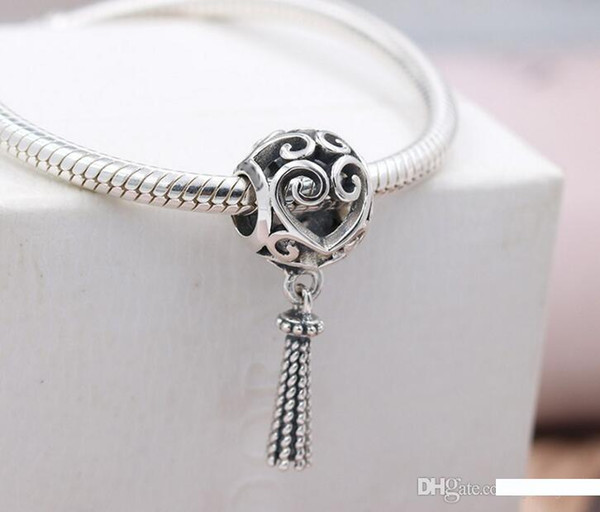 Fits for Pandora Bracelet Charms Love Heart Tassels Beads 925 Sterling Silver diy Jewelry 2018 New Arrival