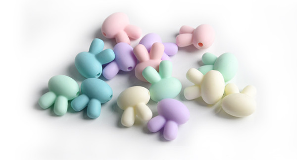 BPA Free Silicone Beads Small Rabbit Silicone Teething Beads Baby Teether Toys DIY Crafts Necklace Bracelet Loose Beads Jewelry Materials