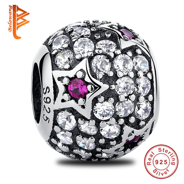 BELAWANG Wholesale Real 925 Sterling Silver CZ Big Hole Beads The Star Charms Bead Fit Pandora Charm Bracelet Authentic Jewelry Making Gift