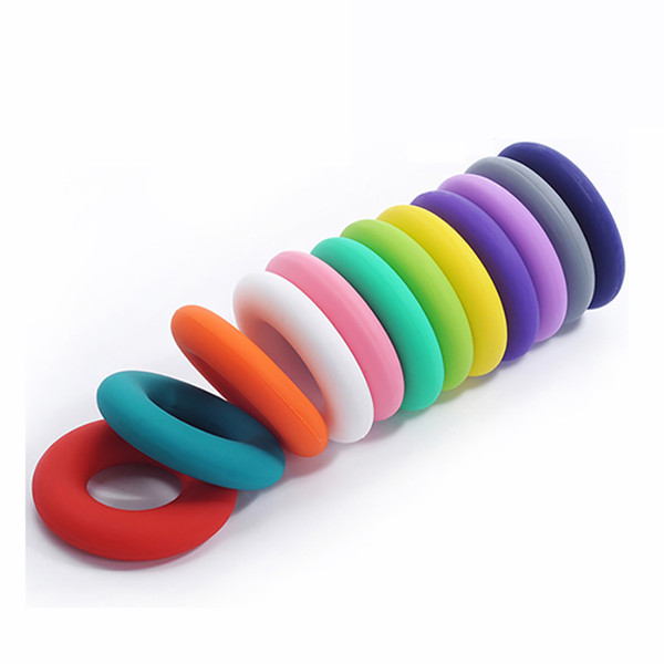 Silicone Donut Pendant 43mm Round Circle Silicone Teether Circle Ring Teething Beads for Making Silicone Necklace Pendant Jewelry Food Grade