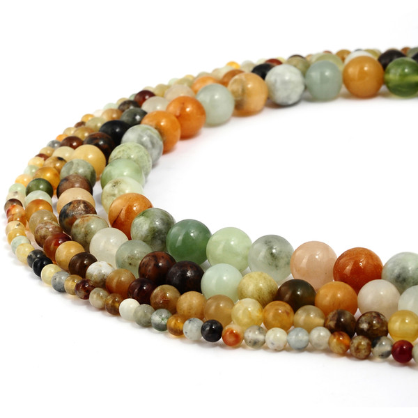 Natural Stone Beads Multi Color Jade Gemstone Round Loose Beads for DIY Bracelet Jewelry Making 1 Strand 4 6 8 10 mm