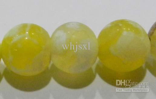 Pick size 6mm,8mm Yellow crackle crab Agate Gemstones Loose Beads 15 inch Strand jewelry Beads Free Shipping