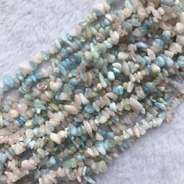 Wholesale Natural Genuine Mix Multi-Color Blue Pink Aquamarine Beryl Morganite Nugget Chip Loose Beads 3x8mm 35