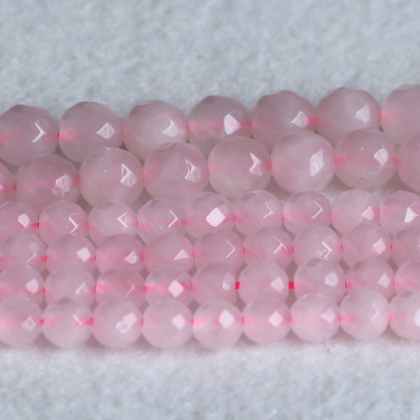 Natural Pink Crystal Rose Quartz Faceted Round Loose Stone Beads 6-12mm 15