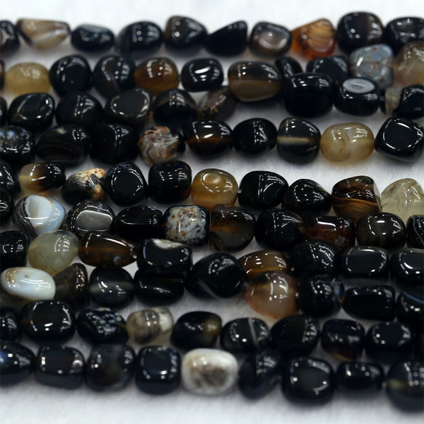 Wholesale Natural Genuine Black Agate Small Nugget Free Form Fillet Irregular Pebble Beads Fit Jewelry 15