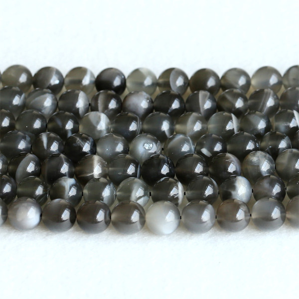 Real Genuine Natural Black Moonstone flash light Round Loose Gemstone Ball Beads 6mm 8mm 10mm 12mm 15