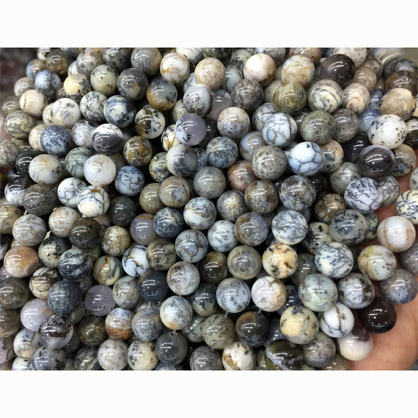 Discount Wholesale Natural Black Tree Moss Agate Round Loose Stone Beads 3-18mm Fit Jewelry DIY Necklaces or Bracelets 15.5