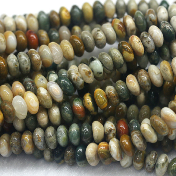 Discount Wholesale Natural Rainbow Ocean Jasper Rondelle Loose Stone Jewelry Set Beads Fit Jewelry DIY Necklaces or Bracelets 16