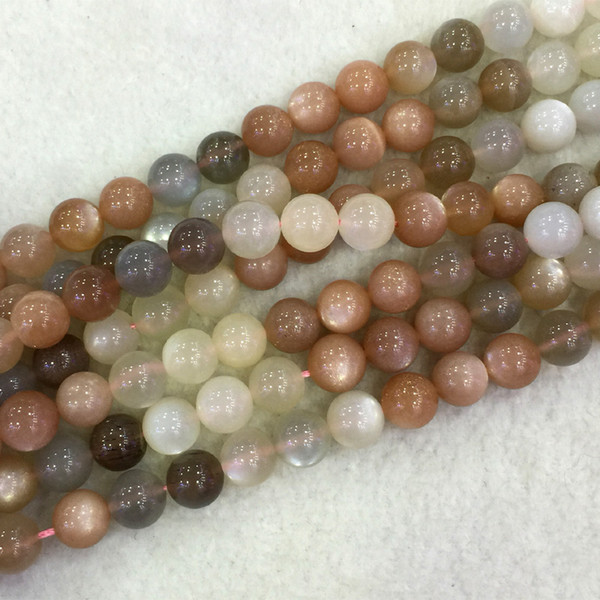 Natural Genuine High Quality Flash Light Sunstone Moonstone Round Loose Stone Beads 4-12mm Fit Jewelry DIY Necklaces or Bracelets 16