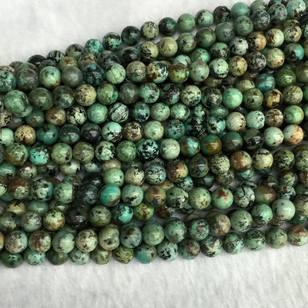 Wholesale Natural Blue Green Africa Turquoise Round Loose Stone Beads 6mm-12mm Fit Jewelry 15.5 