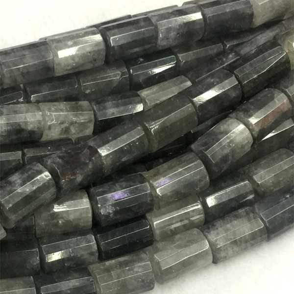 Wholesale Natural Genuine Gray Quartz Crystal Faceted Hand Cut Tube Loose Beads Barrel Column Beads 1