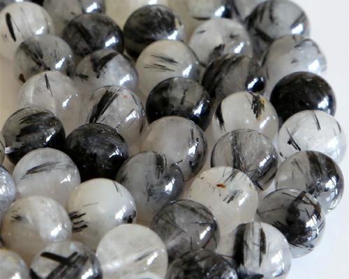 Wholesale Natural Genuine Black Tourmaline Rutilated Needle Quartz Round Loose Stone Beads 3-18mm DIY Necklaces or Bracelets 16