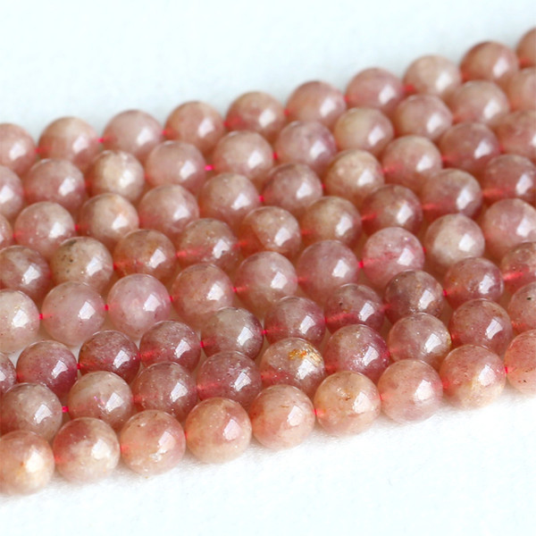 Real Genuine Natural Strawberry Quartz Pink Lepidolite Russia Red rosite Muscovite Round Loose 6-14mm 15.5