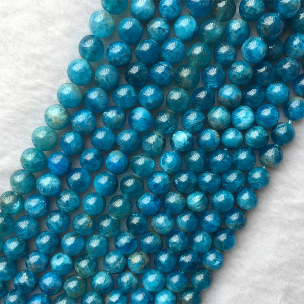 Wholesale Natural Genuine Blue Apatite Phosphorite Round Loose Gemstone Beads 6-10mm 16